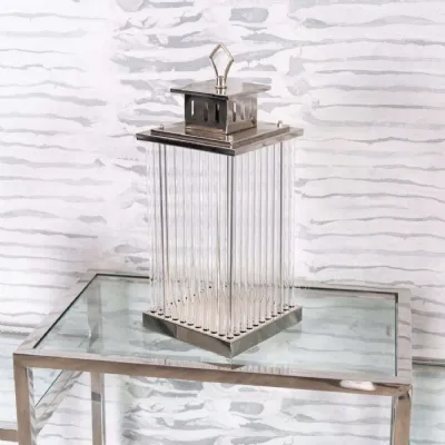 Mint Homeware Nickel Plated And Glass Lantern Large