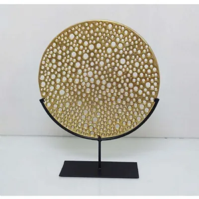 Mint Homeware Large Round Sculpture on Base Gold And Black
