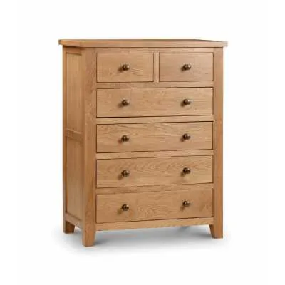 Tall Narrow Oak 7 Drawer Chest of Drawers 48cm Wide
