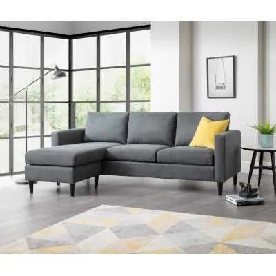 Grey Linen Fabric Upholstery Corner Group Sofa Chaise LFH Black Tapered Legs