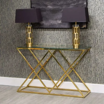 Mint Furniture Console Table Glass And Gold