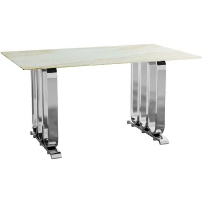Mint Furniture 1.8m Dining Table Marble And Silver