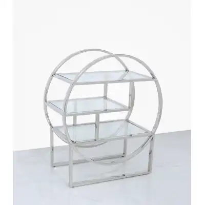 Steel Clear Glass Round Open Shelving Unit