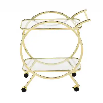 Gold Metal Round Drinks Trolley