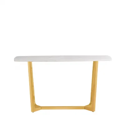 Meghan Gold Metal With White Faux Marble Top Console Table