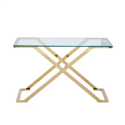 Axel Gold Metal With Clear Glass Console Table