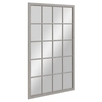 Large Grey Multi Pane Window Wall Mirror