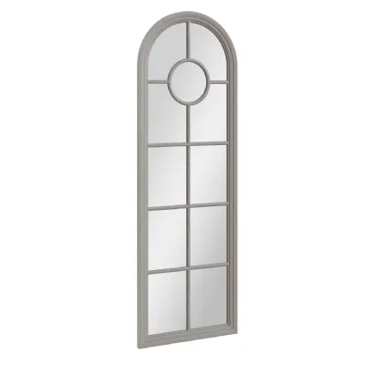 Grey Large Narrow Arched Window Wall Mirror