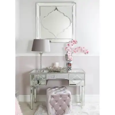 Moroccan Silver Mirrored Glass 5 Drawer Dressing Table
