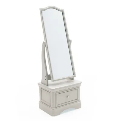 Taupe Painted Wood Cheval Mirror with Drawer
