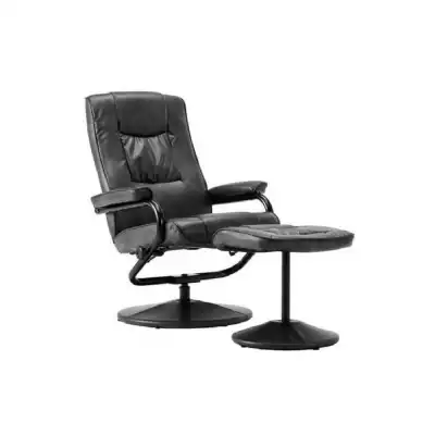 Elvis Black or Brown Faux Leather Swivel Chair and Footstool