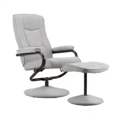 Elvis Grey Fabric Swivel Chair and Footstool