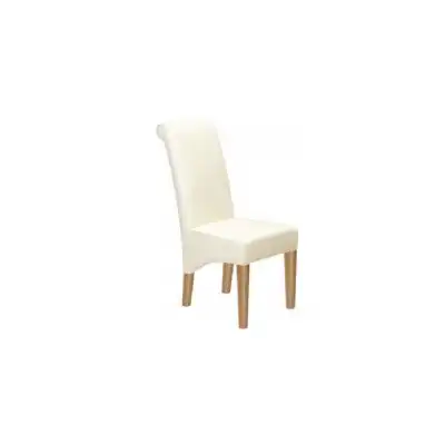 Modena Oak Dining Chair in Cream Bonded Leather Pair