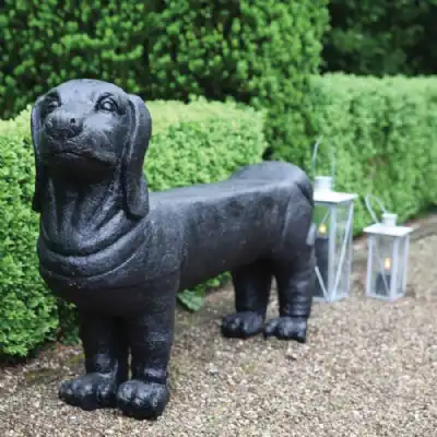 Long Black Sausage Dog Garden Bench