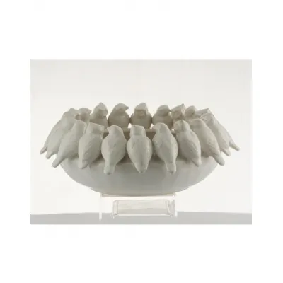 White Ceramic Flock Of Birds Bowl