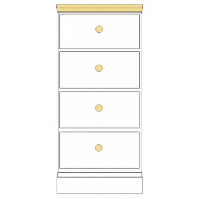 Painted and Solid Oak Top 4 Drawer Wellington Narrow Chest