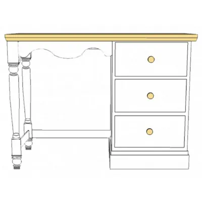 Painted and Solid Oak Top 3 Drawer Desk Dressing Table