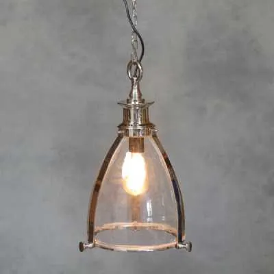 Nickel And Glass Lantern Ceiling Light