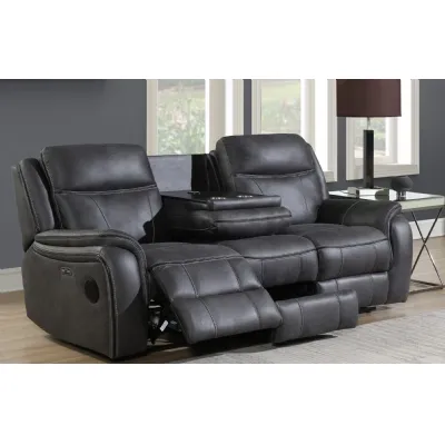 Charcoal Fabric Electric Reclining 2 Seater Sofa with Console