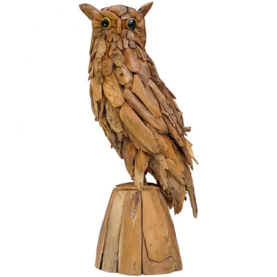 Driftwood Owl on Wooden Base 120 Tail