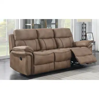 Brown Fabric 3 Seat Manual Recliner Sofa