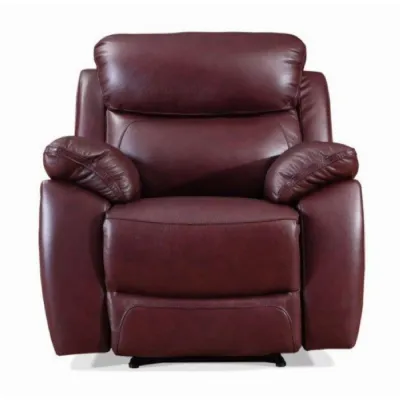 Leather Reclining Armchairs in Burgundy or Tabac Brown