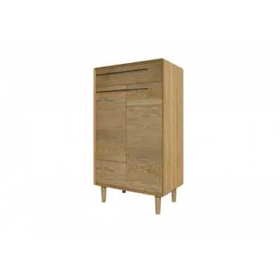 Nordic Scandic Oak Shoe Storage Cabinet 2 Doors With 1 Drawer on Legs