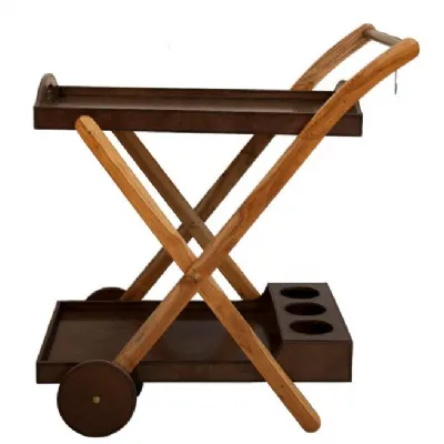 Handcrafted Wooden, Leather and Wooden Drinks Trolley