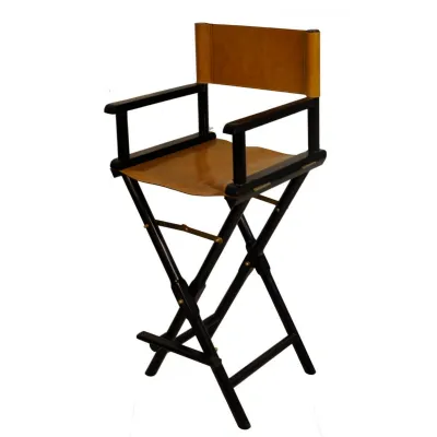 Handcrafted Leather Director Bar Stool Cognac