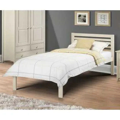 Stone White Painted 90cm 3ft Single Bed Frame Shaker Style Low Foot End