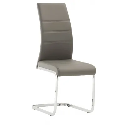 Leather and Chrome Base Dining Chairs