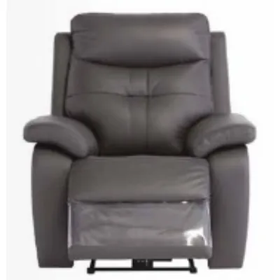 Charcoal Grey Italian Leather Electric Recliner Chair