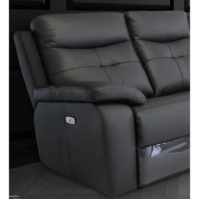 Charcoal Grey Italian Leather Electric 2 Seater Recliner Sofa