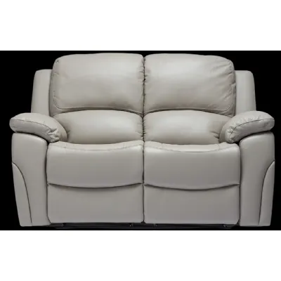2 Seater Leather Recliner Sofa in Pearl Grey, Black or Sky Blue