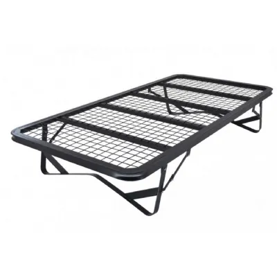 Black Mesh Metal Bed with Folding Legs 4ft 6