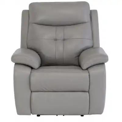 Grey Italian Leather Electric Recliner Armchair
