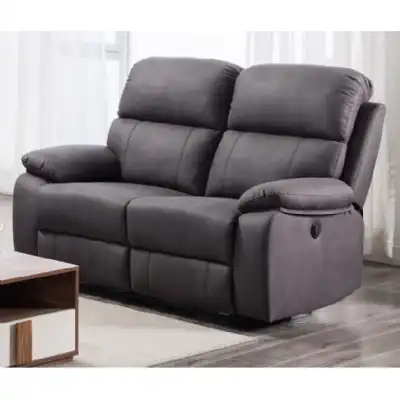 Grey Fabric 2 Seat Electric Recliner Sofas
