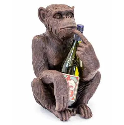 Bronze Sitting Monkey Bottle Holder