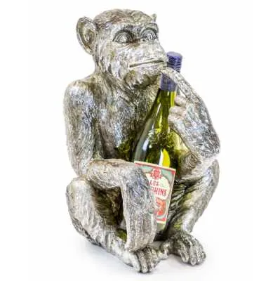 Silver Sitting Monkey Bottle Holder