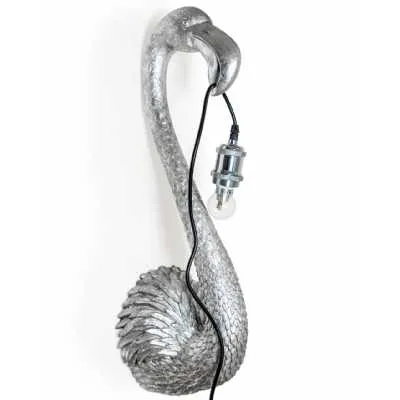 Silver Flamingo Head Wall Lamp