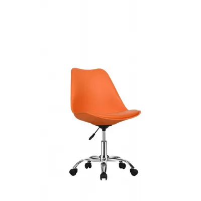 Modern Orange Swivel Office Chair Chrome Base