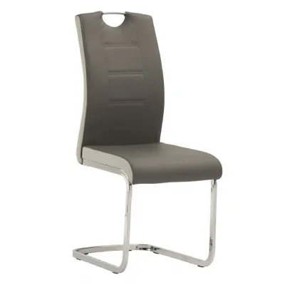 Grey Faux Leather Dining Chairs with Chrome Cantilever Base
