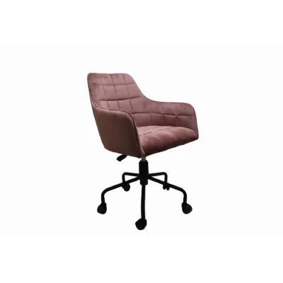 Modern Blush Pink Velvet Swivel Office Chair Black Base