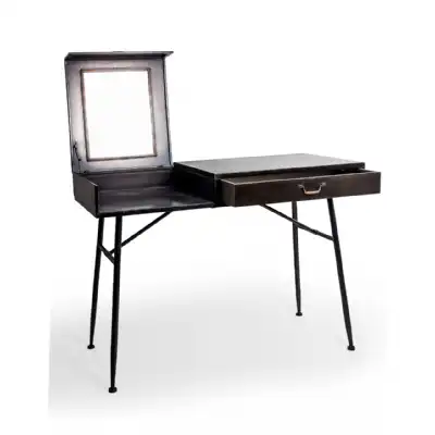 Black and Gold Dressing Table with Vanity Mirror