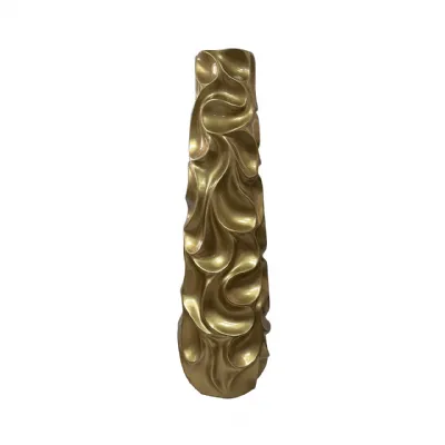77. 5cm Gold Ripples Design Polyresin Vase