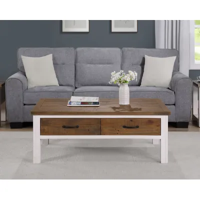 Splash of White Coffee Table With Four Drawers