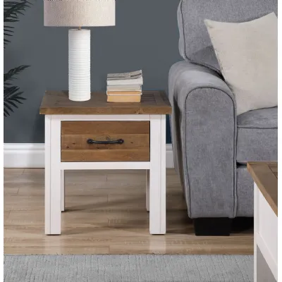 Splash of White Lamp Table With drawer