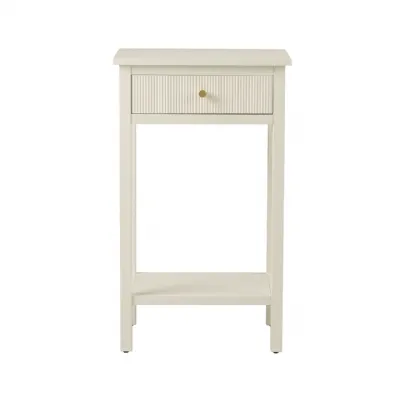 Lindon 1 Drawer End Table White With Gold Handles