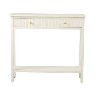 Lindon 2 Drawer Console Table White With Gold Handles