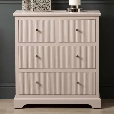 Grey Grooved Wood 4 Drawer Chest of Drawers